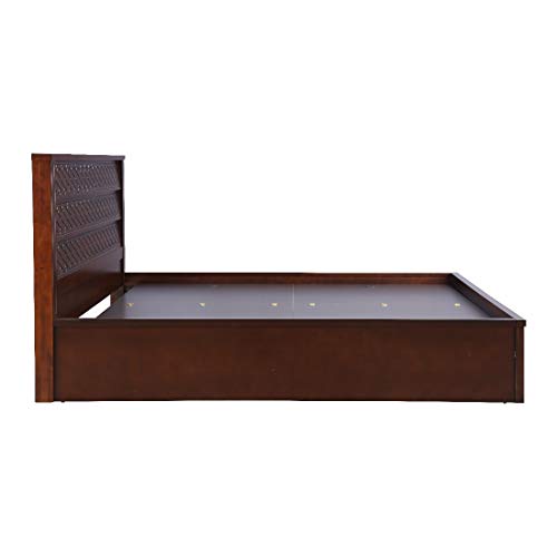 Image of HomeTown Solid Wood Victoria Box Storage King Size Bed (Antique Cherry)