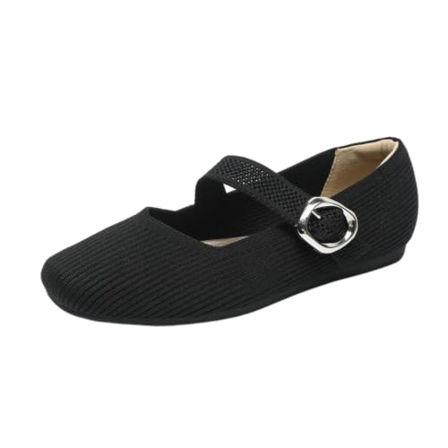 Zapatos planos Mary Jane para mujer con mocasines de punto cómodos y elegantes