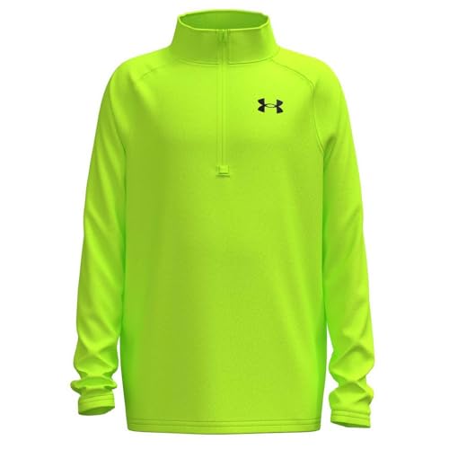 Under Armour Boys' Tech 2.0 1/2 Zip T-Shirt, (389) Hyper Green / / Black, X-Small