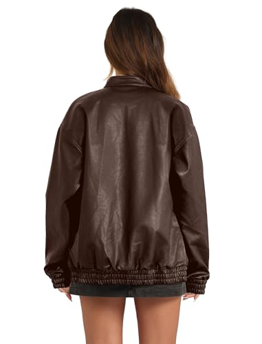 Image of Sampeel Leather Jacket Women Faux Oversized Motorcycle Bomber Coats 2026 Fall Fashion Outfits Winter Clothes