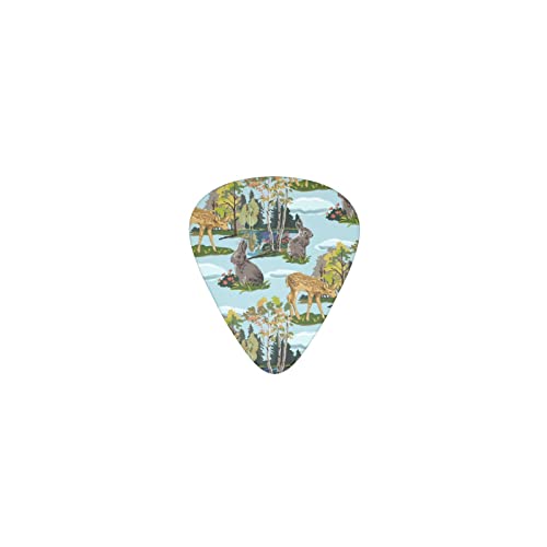 鹿とうさぎ デザインギターピック guitar pick ティアドロップ型 エレキギター/アコースティックギター/クラシックギター/ベース等の練習に最適な12枚セット