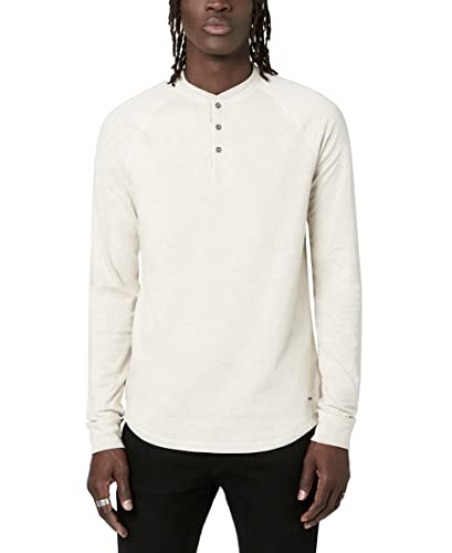 Buffalo David Bitton Men's Long Sleeve Henley, Milk 22, M