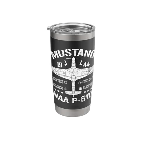 P-51 Mustang WW2 North American P51 D Vintage Fighter Plane Stainless Steel Insulated Tumbler