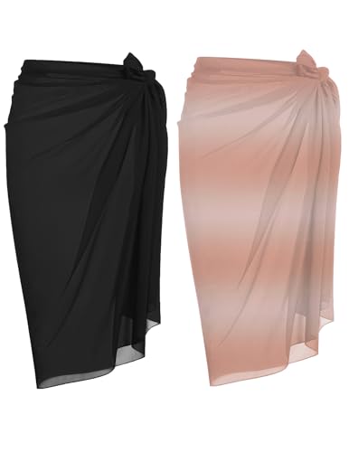 Image of Ekouaer Women Sarong Swimsuit Coverups Chiffon Long Bikini Wraps Sheer Beach Bathing Suit Cover Up