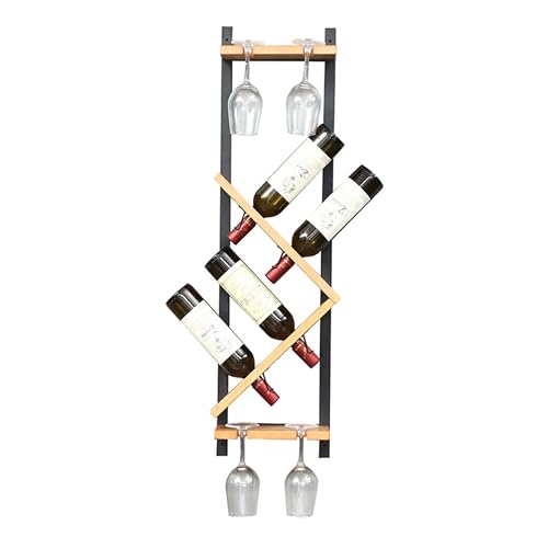 Support de rangement mural rustique et réglable pour verres à vin
