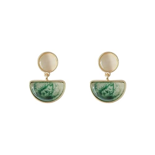 Boucles d'oreilles géométriques vertes irrégulières rétro en émail | Bijoux femmes