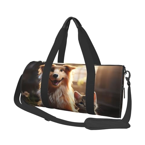 Travel Duffle Bag Weekender Bags for Men Women with Shoe Compartment Large Capacity Weekender Overnight Bag Dogs and Cats Carry On Tote Bags Sport Gym Bag for Travel Yoga, Black, One Size