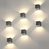  K-Bright 6 Stück Wandlampe Auf und ab Einstellbarer Lichtstrahl, Warmweiß Außenleuchte IP65 für Schlafzimmer Balkon
