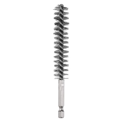HARFINGTON Stainless Steel Bore Brush 15mm Dia Cleaning Wire Brush with Handle 1/4 Inch Hex Shank for Tubes, Ports, Bearings