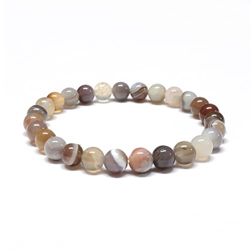 Bracelet en AGATE DU BOTSWANA de qualité A - Perles rondes de 6mm- Pierre naturelle - Bijou Artisanal (15cm)