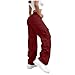 Kenvina Women High Waisted Wide Leg Cargo Pants Baggy Stretchy Casual Trousers Streetwear Fashion Trendy Travel Outfits（1-Wine,X-Large）