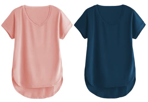 Image of Fabricorn Combo of Three Cotton V-Neck Up Down Short Sleeve Tshirt for Women (Pack of 3)