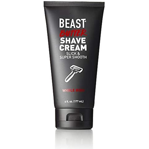 Beast Butter Whole Body Shave Cream - Organic Aloe, Gentle Oats, Ginseng, Vitamins - Super Smooth Slick Foamless - Shaving Lotion Face Head Body Butt Balls Legs Mens Womens - Tame the Beast (177 mL) Cover
