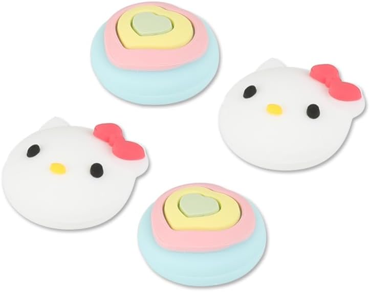 PERFECTSIGHT Cute Switch Thumb Grip Caps Compatible with Nintendo Switch OLED/Lite Console, Kawaii Soft Silicone Analog Stick Button Cover for Ns Joycon Controller,4PCS Anime Joystick Caps (Kitty)