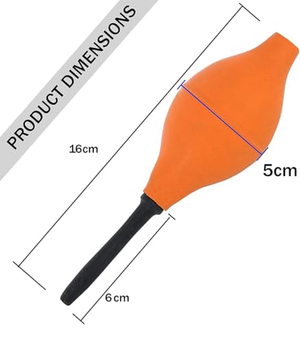 Image of Rubber Air Blower Dust Cleaner, Orange, Smooth Rubber, Easy to Press, for Camera, Keyboard, and Electronics