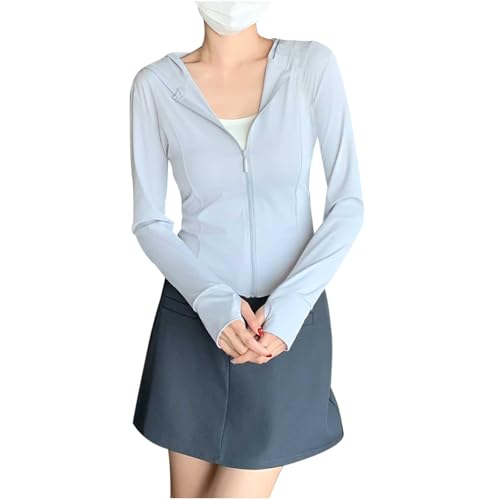 Sun Protection Shirt for Teen Girl Yoga Y2k Clothing UPF 50+ Casual Jacket Slim Fit Full Zip Hoodies with Thumbholes