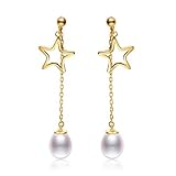 Pendientes de perlas de lágrima de agua de 6-7 mm Plata de ley 925 auténtica para mujer