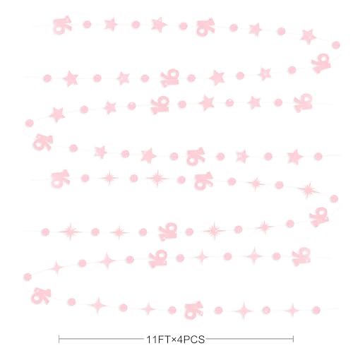 Image of Glitter Pink Number 16 Circle Dot Twinkle Star Garland Hanging Streamer Bunting Banner Backdrop Decorations for Girls Happy 16th Birthday Sweet Sixteen 16th Anniversary Cheers to 16 Years Party Decor