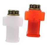 OSALADI 2 Stück Elektronische Grabkerze Flammenlos LED Grablicht mit Flackerndem Licht Kreuz Jesus...