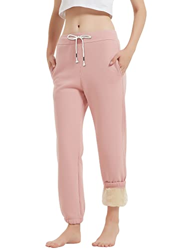 Image of Gihuo Women's Sherpa Lined Sweatpants Winter Warm Fleece Lined Sweatpants with Pockets Fleece Jogger Pants