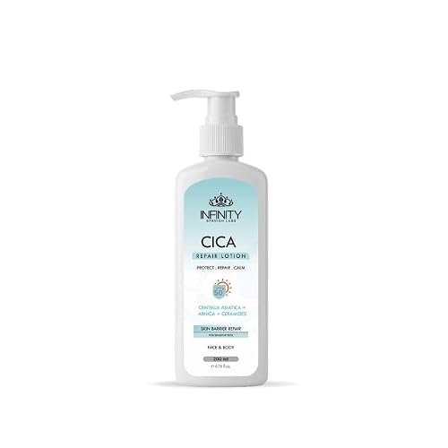 Infinity Spanish Labs كريم لوشن سيكا الإصلاحي للوجه والجسم، SPF 50+، سينتيلا أسياتيكا وأرنيكا وسيراميدات، 200 مل