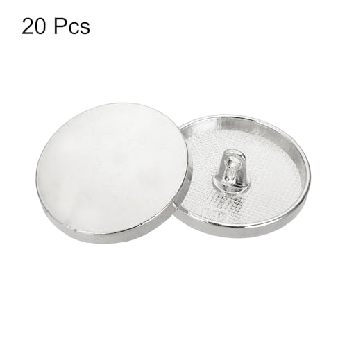 HARFINGTON 20pcs 44L Metal Round Flat Sewing Buttons 28mm Alloy Shank Craft Replacement Button for Men Women Suit Woolen Coat Shirt Trousers Sewing Crafts, Silver Tone by HARFINGTON - Image 3