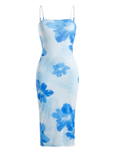 Image of Verdusa Women's Spring Dresses Hawaiian Tropical Floral Slimming Dress Sun Midi Sundresses Split Vacation Outfits