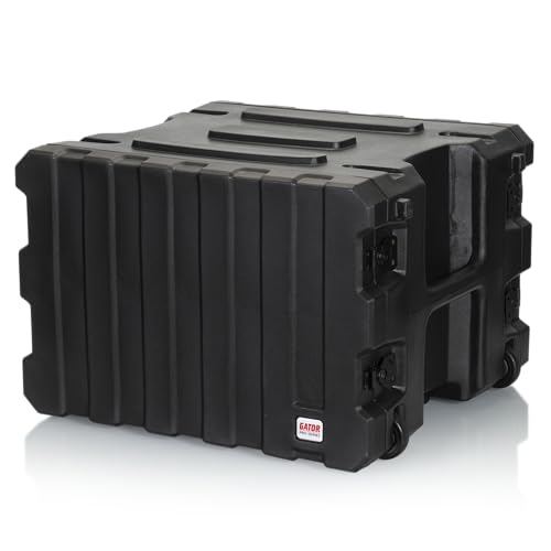 Gator Cases Pro Series 19' Depth 8U Rolling Rack Case with Recessed Wheels, Black
