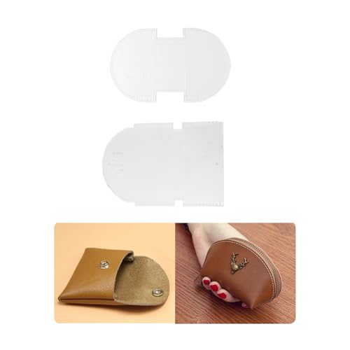 NOIAFZY 2Pcs Transparent Leather Craft Acrylic Wallet Bag Pattern Stencil Template Tool Handmade Leather Tool for DIY Coin Purse Coin Storage Bag Acrylic Drawing Pattern Template