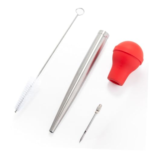 ULTECHNOVO Pavo de Acero Inoxidable Bomba de Condimento con Tubo de Goteo para Aceite de Cocina Herramienta de Barbacoa con Cepillo de Limpieza para Uso Casa y Restaurante