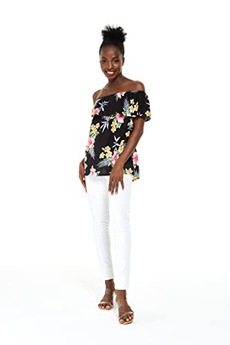 Image of Family Matching Hawaiian Clothes, Hibiscus Black | Black Hibiscus Print • Soft Rayon Fabric • Family Matching Outfits • Vacation Ready • Luau Party Wear