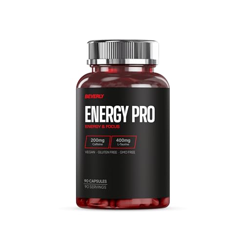 Beverly Energy Pro - Cafeína + Taurina - 90 Cápsulas vegetales - 90 Servicios - Efecto estimulante, energía inmediata