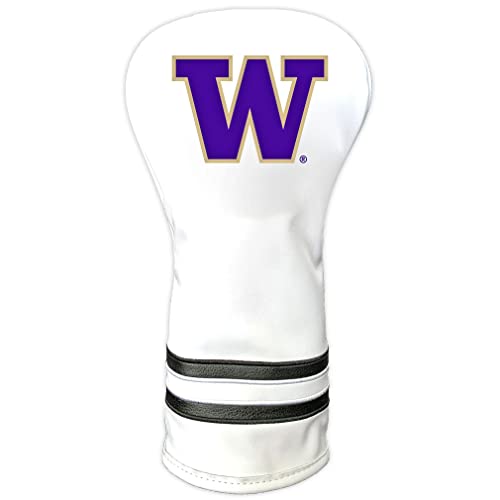 Team Golf NCAA Washington Huskies White Vintage Driver Head Cover White Vintage Driver Golf Club Headcover, Form Fitting Design, Retro Design