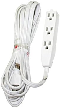 POWTECH Heavy Duty 3 Outlet Grounded Indoor Home Office Extention Cord, 15-FEET, 16 GAUGE (SPT-3) 16 AWG 3, 125V, 1625 Watt, 3 Conducter Polarized Extension Cord, White - UL Listed,PT-3916-15WHT