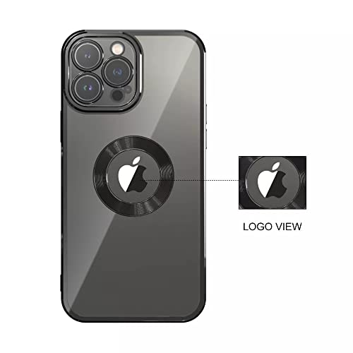 Image of MIDOS Silicone Back Cover Ring Logo Cut For Magsafe Compatible For Iphone 13 Lens Protection Chrome Back Cover For-Iphone 13 (Black)