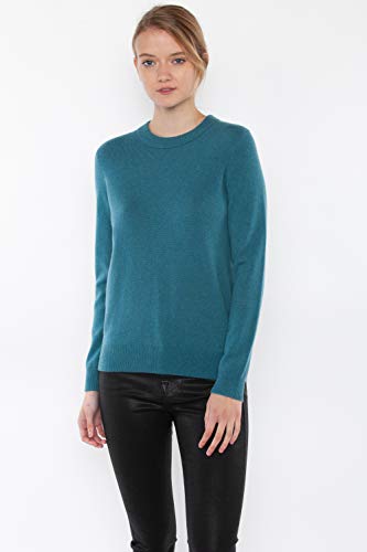 Image of JENNIE LIU Women's 100% Pure Cashmere Crew Neck Sweater, Tight Knit Cozy Soft Hand Washable Long Sleeve Pullover