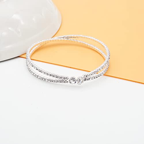 Jsea 1-Womens Rhinestones Cross Cuff Bracelet Open End Wide Bangle Silver Tone #TOP2