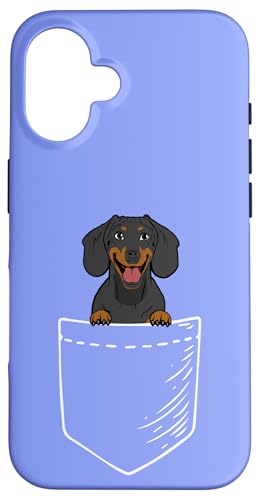 Funny Black Pocket Dachshund Lover �X�}�z�P�[�X iPhone 16 �p