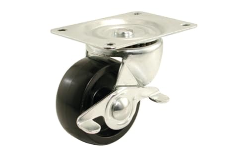 Shepherd Hardware 9541 2-Inch Polypropylene Wheel Swivel Plate Caster with Brake, 125-lb Load Capacity