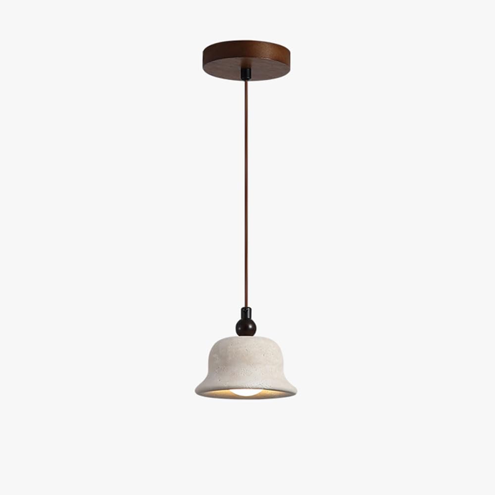 KXEcoLife Vintage Natural Stone Kitchen Island Pendant Light Fixture Modern Yellow Travertine Bedroom Hanging Lamp Mid Century Wood Farmhouse Chandelier For Living Room Dining Bar Counter Be