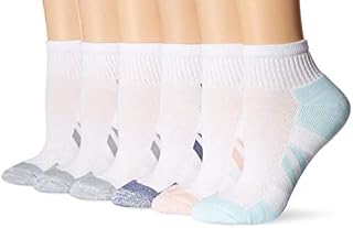 Amazon Essentials Women's 6-Pack Performance Cotton Cushioned Athletic Ankle Socks, White, Shoe Size: