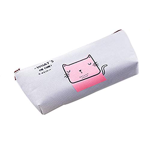 Preisvergleich Produktbild Meigold Cartoon Bleistift Fall Katze Federtasche Kosmetiktasche Aufbewahrungstasche Geldbörse Student Schreibwaren Liefert Leinwand size 21 * 8 * 4CM (Grau)