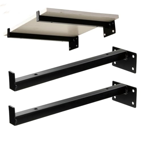 TZUFA Escuadra Estanteria de Metal Industrial, Soporte De Estante Flotante, Soporte para Estante Retro De Servicio Pesado, Escuadras Metalicas con Tornillos, 2 Piezas(Black,40cm)