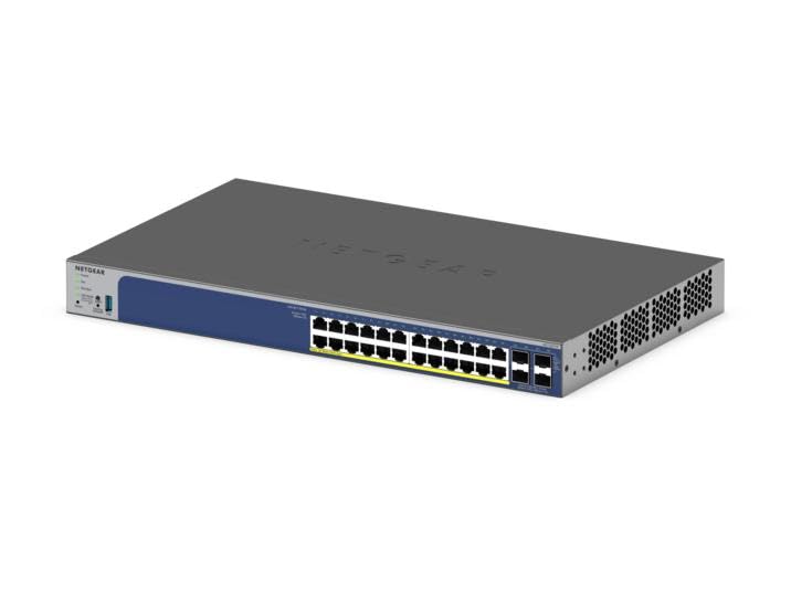 Image of NETGEAR GS728TXP 28-Port 𝐏𝐨𝐄 Gigabit /10G Stackable Smart Switch | Managed | 24 x PoE+ 195W | 2 x 10G Copper | 2 x 10G SFP+ | Cloud Care's 3 Year Warranty SupportPlus Included