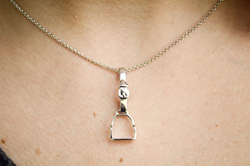 Tack Shack of Ocala Jumping Horse Necklace, Sterling Silver Horse Themed Necklace, Equestrian Necklace, Necklace in Box and Gift bag (Rhodium English Stirrup) - Thumbnail 3