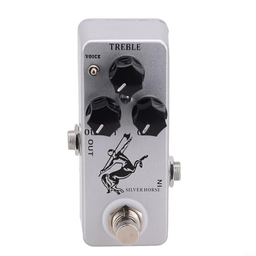 For Mosky Silver Horse Guitar Overdrive Pedal, Klon Style Boost Effect with True Bypass, 3-Band Control (Treble/Output/Gain), Metal Shell for Electric Guitar Effects Chain