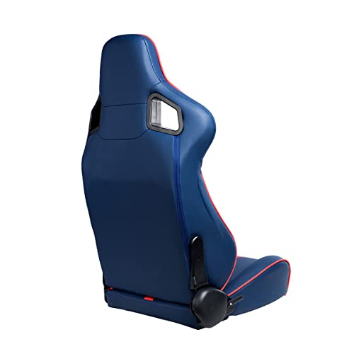 Wtravel Racing Seats 2 Pcs Reclinable Bucket Seats With 2 Sliders Adjustable Pu Leather Seats Universal Sport Seats For Cars (Blue&Red, 36.6" X 21.2" X 21.6") #TOP7