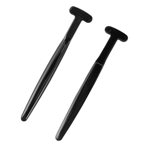 VICASKY Raschietto la Pulizia Orale in Carbone di Bambù Nero 2 Pezzi, Spazzola per Lingua Ergonomica per Rimuovere Detriti e Alito Cattivo, Puliscilingua per Igiene Orale Quotidiana