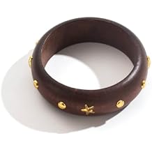 Chunky Resin Bracelets for Women,Wide-Brimmed Irregular Wooden Bracelet Colorful Vintage Bangles