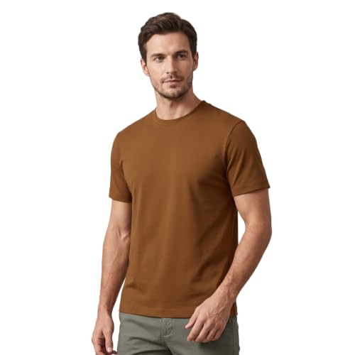 Image of NOBERO 100% Cotton T Shirts for Men Stylish | Regular Fit | Solid T Shirts for Men 180 GSM Combed Cotton | Round Neck Half Sleeve
